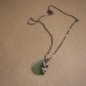 FREE W PURCHASE Seaglass & Owl Charm Necklace
